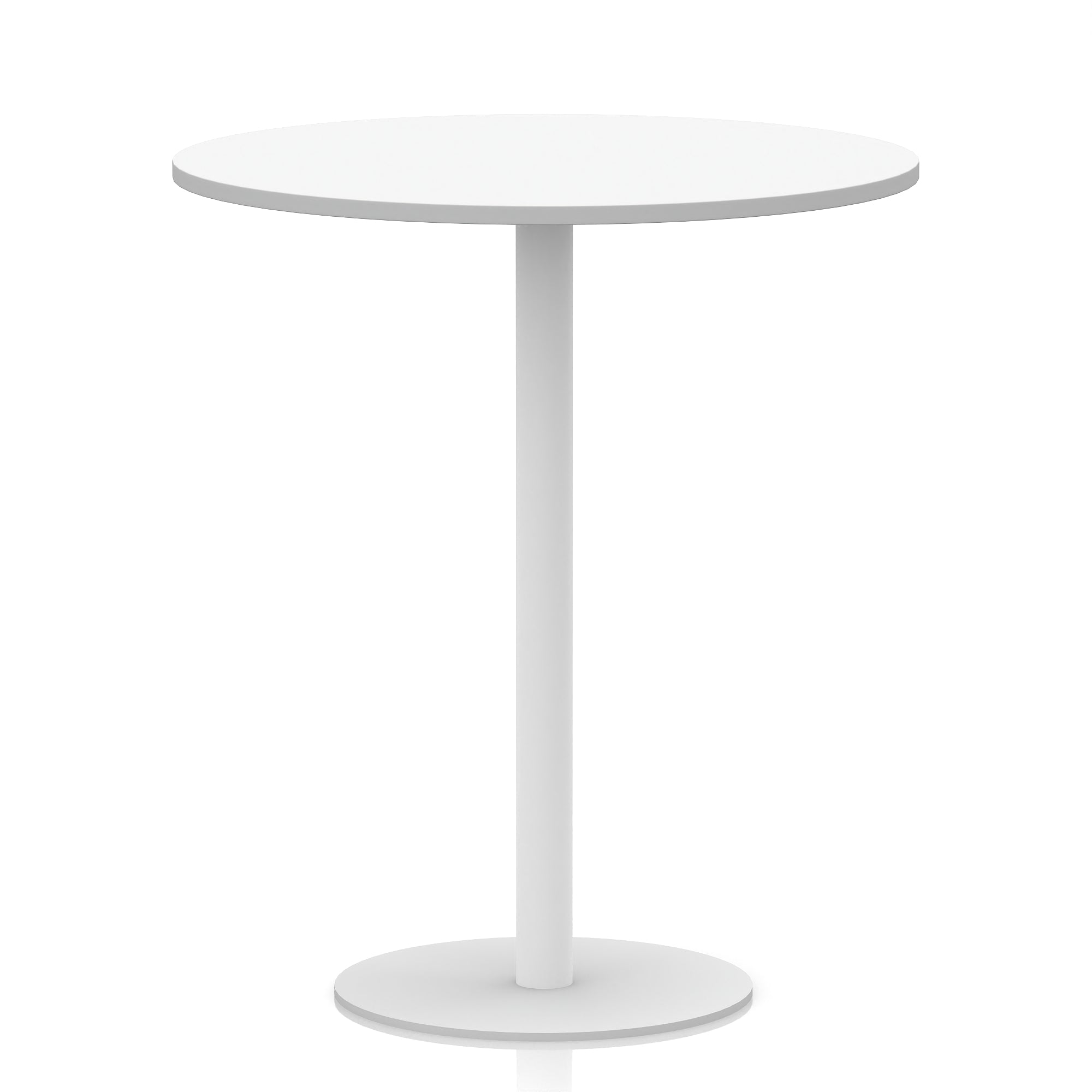 Italia Round Poseur Table with White Leg, Multiple Colours, 600–1200mm Widths, Two Heights, Durable MFC, Self-Assembly, 10 Year Warranty – Modern Office Meeting Table