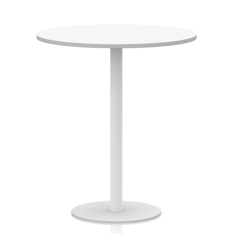 Italia Round Poseur Table with White Leg, Multiple Colours, 600–1200mm Widths, Two Heights, Durable MFC, Self-Assembly, 10 Year Warranty – Modern Office Meeting Table