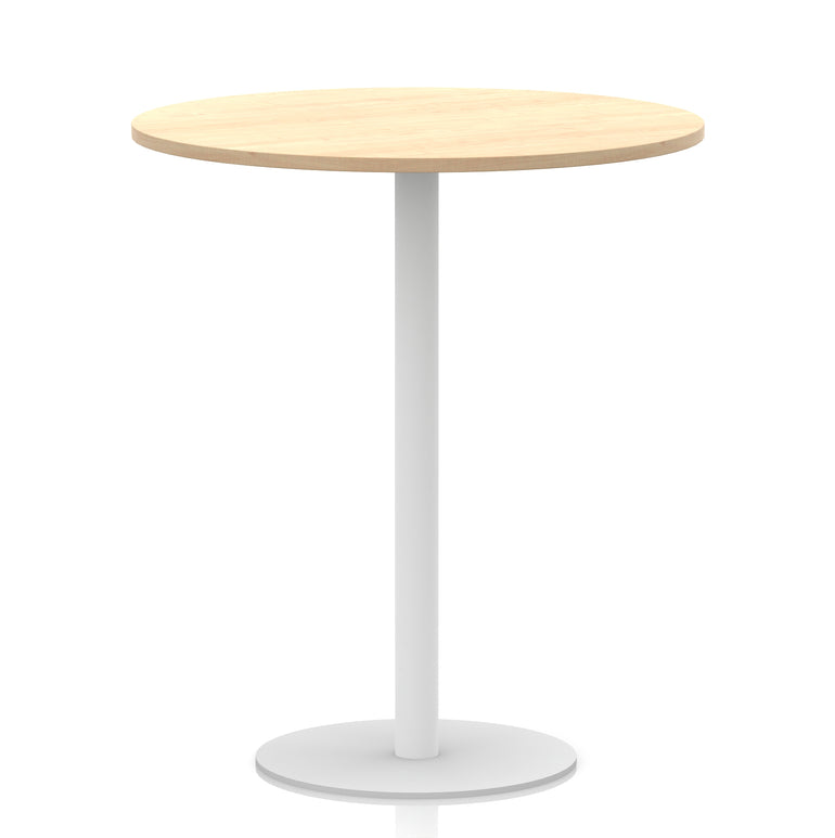 Italia Round Poseur Table with White Leg, Multiple Colours, 600–1200mm Widths, Two Heights, Durable MFC, Self-Assembly, 10 Year Warranty – Modern Office Meeting Table