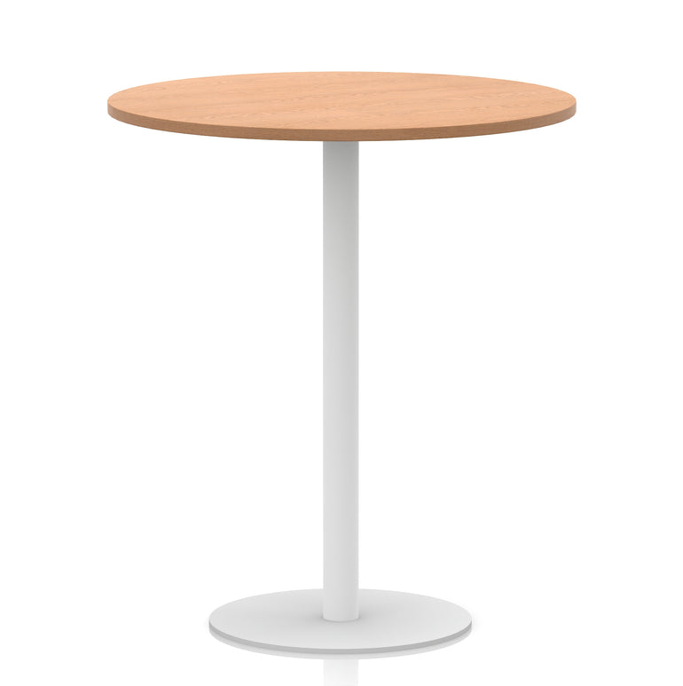 Italia Round Poseur Table with White Leg, Multiple Colours, 600–1200mm Widths, Two Heights, Durable MFC, Self-Assembly, 10 Year Warranty – Modern Office Meeting Table