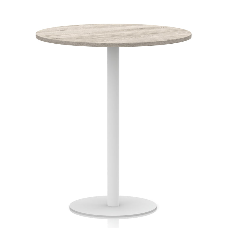 Italia Round Poseur Table with White Leg, Multiple Colours, 600–1200mm Widths, Two Heights, Durable MFC, Self-Assembly, 10 Year Warranty – Modern Office Meeting Table