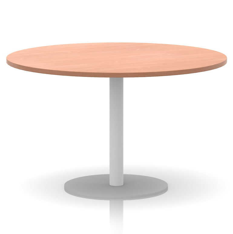 Italia Round Poseur Table with White Leg, Multiple Colours, 600–1200mm Widths, Two Heights, Durable MFC, Self-Assembly, 10 Year Warranty – Modern Office Meeting Table