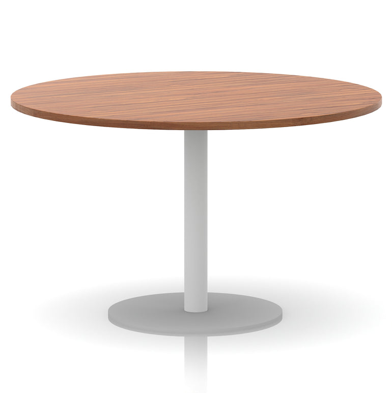 Italia Round Poseur Table with White Leg, Multiple Colours, 600–1200mm Widths, Two Heights, Durable MFC, Self-Assembly, 10 Year Warranty – Modern Office Meeting Table