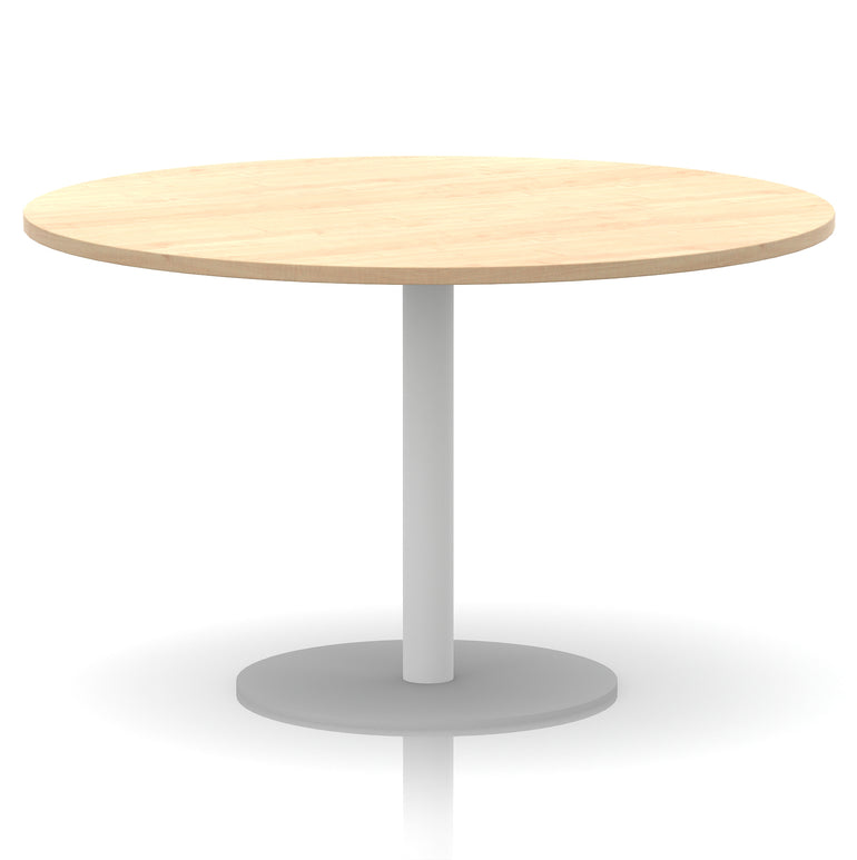 Italia Round Poseur Table with White Leg, Multiple Colours, 600–1200mm Widths, Two Heights, Durable MFC, Self-Assembly, 10 Year Warranty – Modern Office Meeting Table