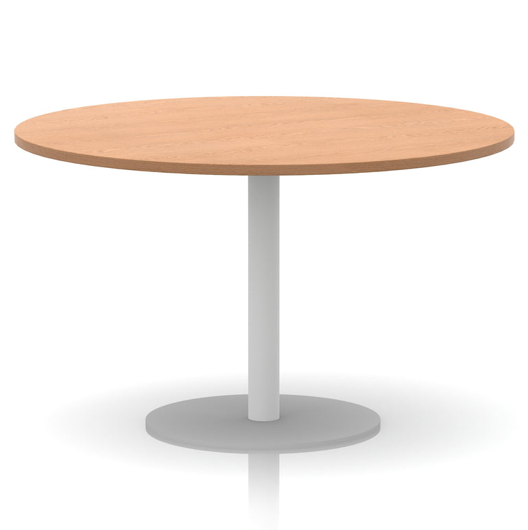 Italia Round Poseur Table with White Leg, Multiple Colours, 600–1200mm Widths, Two Heights, Durable MFC, Self-Assembly, 10 Year Warranty – Modern Office Meeting Table