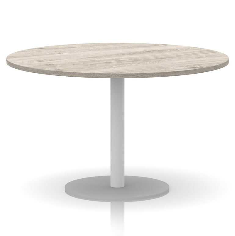 Italia Round Poseur Table with White Leg, Multiple Colours, 600–1200mm Widths, Two Heights, Durable MFC, Self-Assembly, 10 Year Warranty – Modern Office Meeting Table