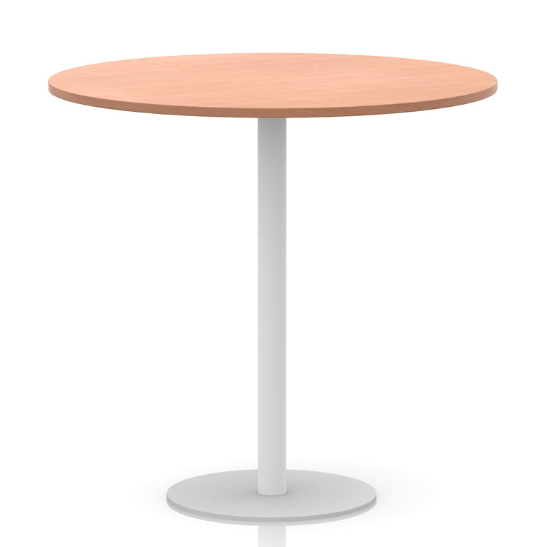 Italia Round Poseur Table with White Leg, Multiple Colours, 600–1200mm Widths, Two Heights, Durable MFC, Self-Assembly, 10 Year Warranty – Modern Office Meeting Table