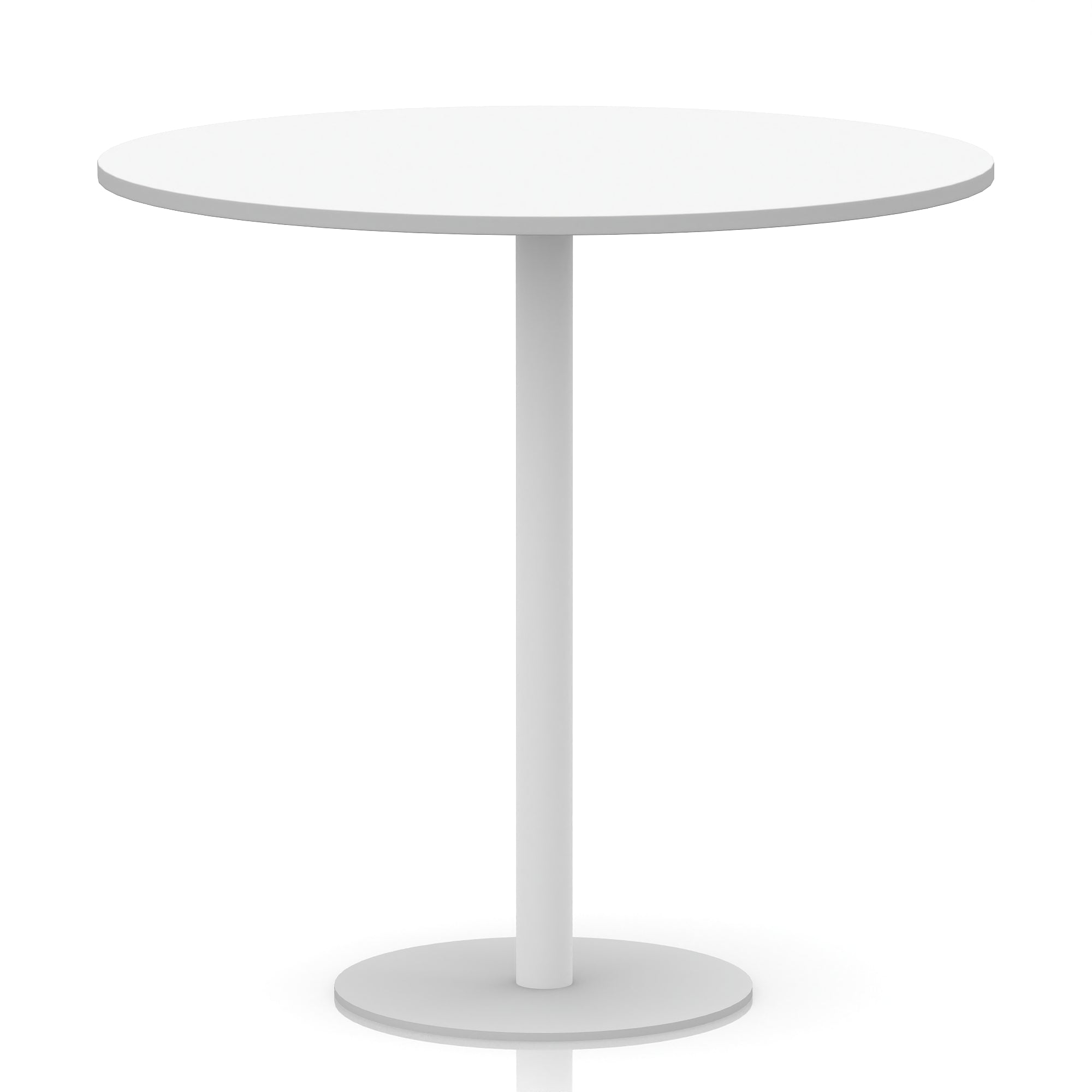 Italia Round Poseur Table with White Leg, Multiple Colours, 600–1200mm Widths, Two Heights, Durable MFC, Self-Assembly, 10 Year Warranty – Modern Office Meeting Table