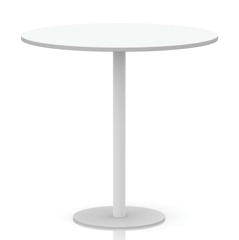 Italia Round Poseur Table with White Leg, Multiple Colours, 600–1200mm Widths, Two Heights, Durable MFC, Self-Assembly, 10 Year Warranty – Modern Office Meeting Table