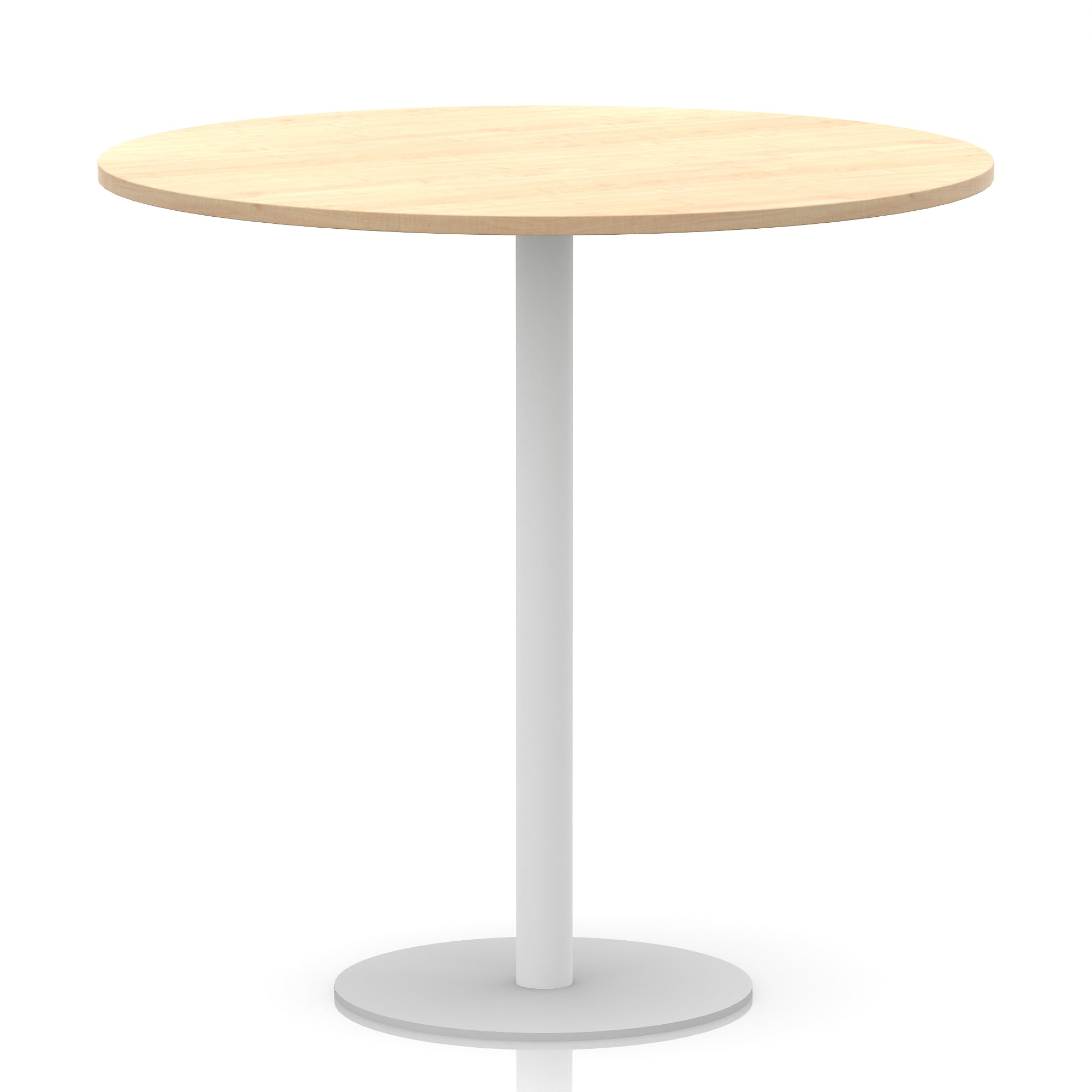 Italia Round Poseur Table with White Leg, Multiple Colours, 600–1200mm Widths, Two Heights, Durable MFC, Self-Assembly, 10 Year Warranty – Modern Office Meeting Table