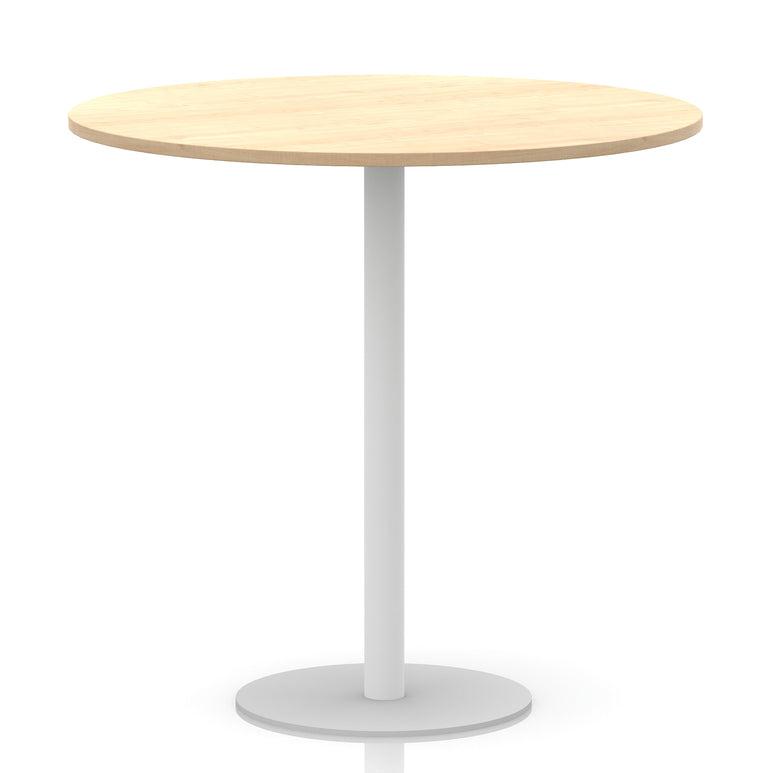Italia Round Poseur Table with White Leg, Multiple Colours, 600–1200mm Widths, Two Heights, Durable MFC, Self-Assembly, 10 Year Warranty – Modern Office Meeting Table