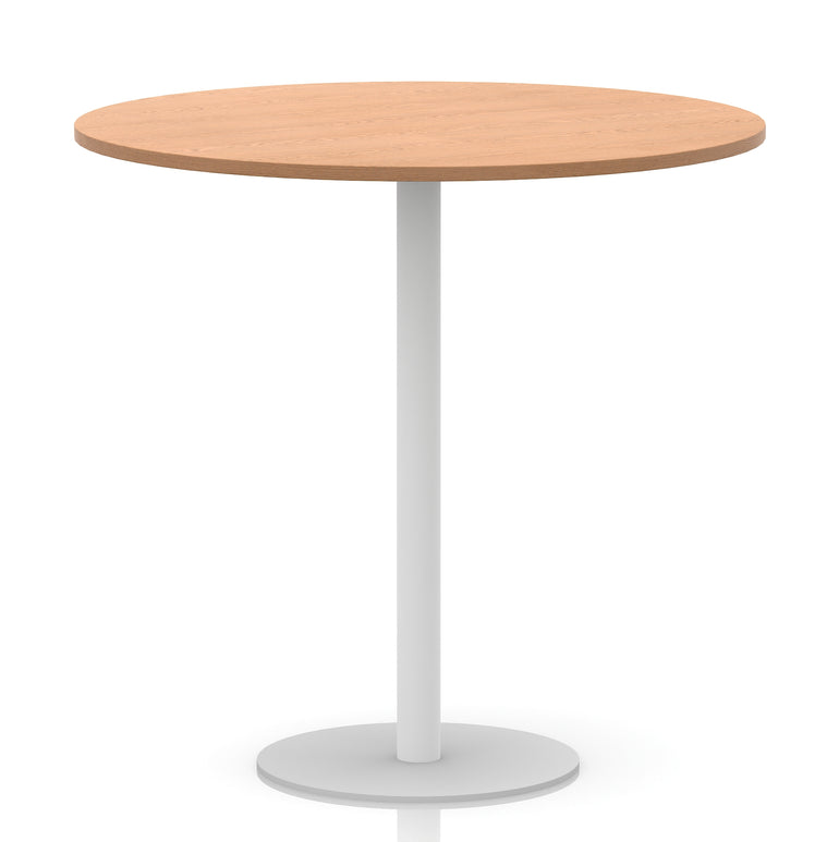 Italia Round Poseur Table with White Leg, Multiple Colours, 600–1200mm Widths, Two Heights, Durable MFC, Self-Assembly, 10 Year Warranty – Modern Office Meeting Table