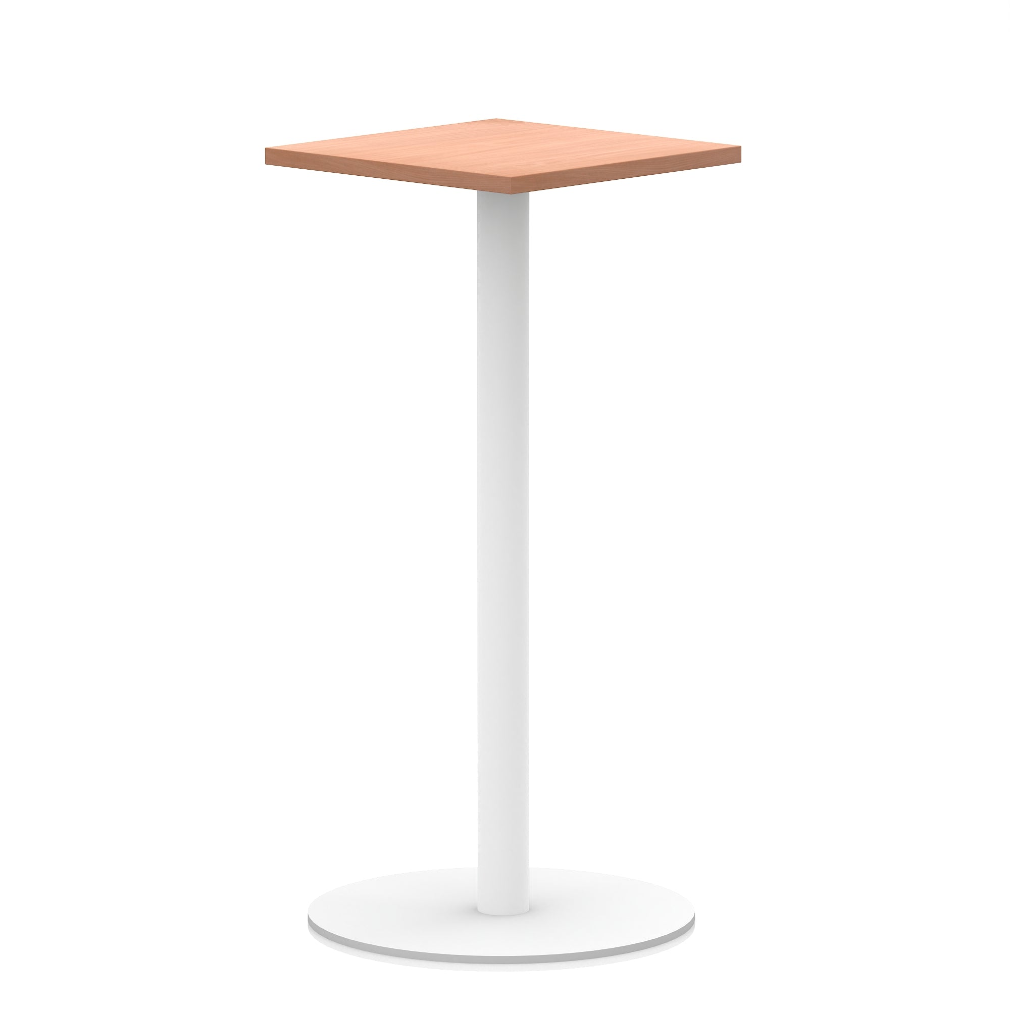 Italia Square Poseur Table with White Legs, Multiple Finishes, Widths 600–1000mm, Standard or Poseur Height, Durable MFC, 10 Year Warranty, Self-Assembly