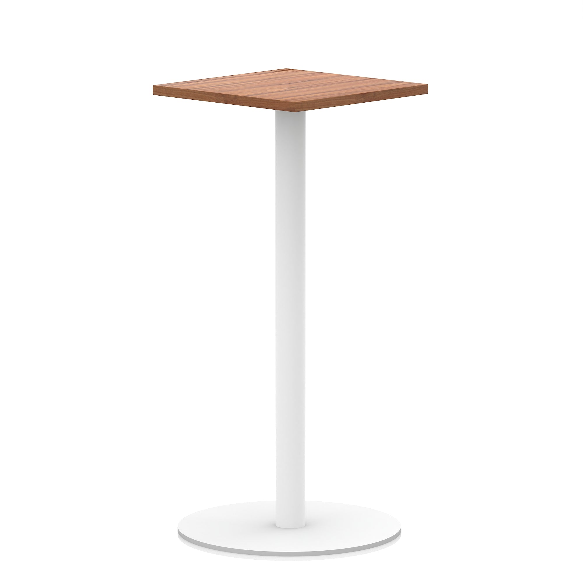 Italia Square Poseur Table with White Legs, Multiple Finishes, Widths 600–1000mm, Standard or Poseur Height, Durable MFC, 10 Year Warranty, Self-Assembly