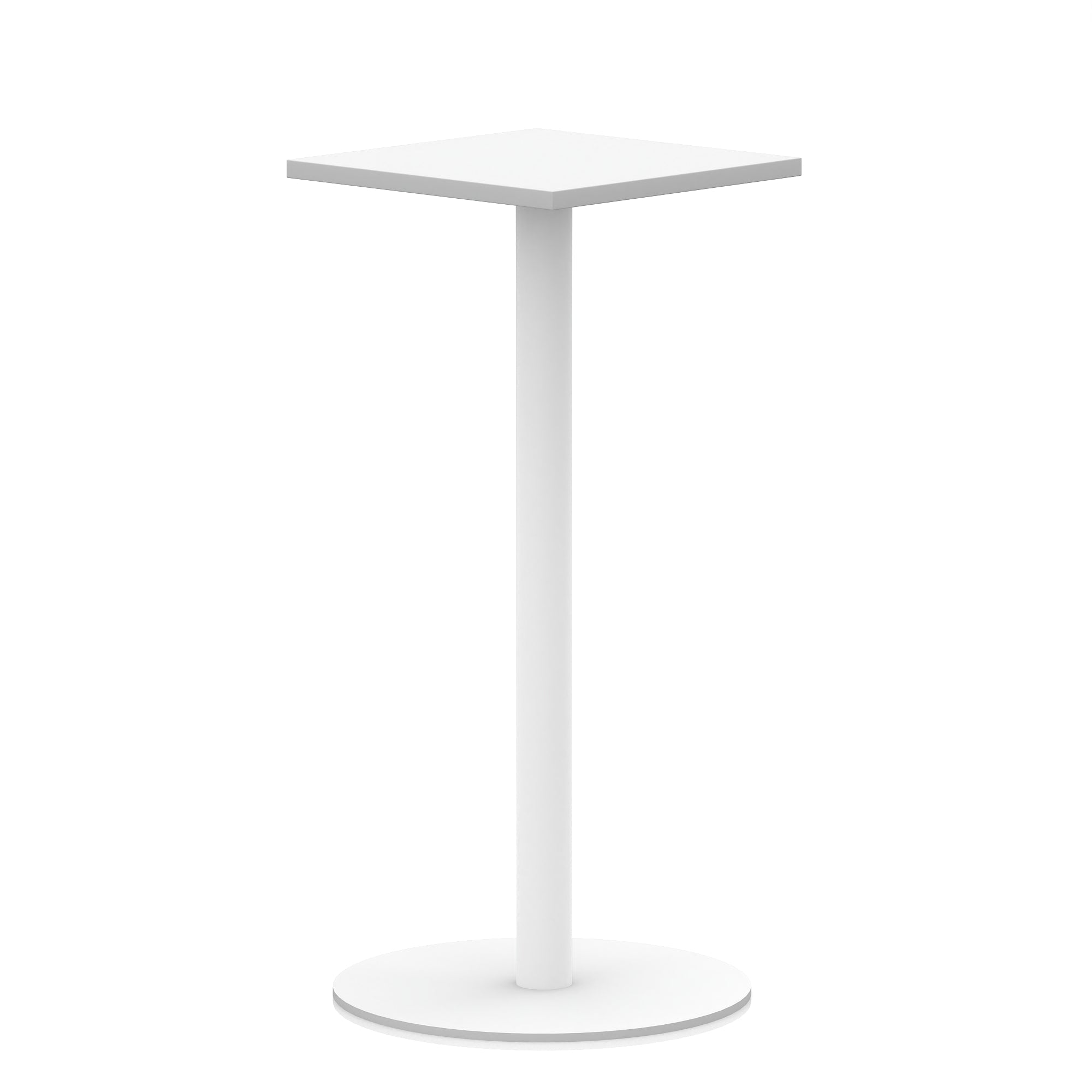 Italia Square Poseur Table with White Legs, Multiple Finishes, Widths 600–1000mm, Standard or Poseur Height, Durable MFC, 10 Year Warranty, Self-Assembly