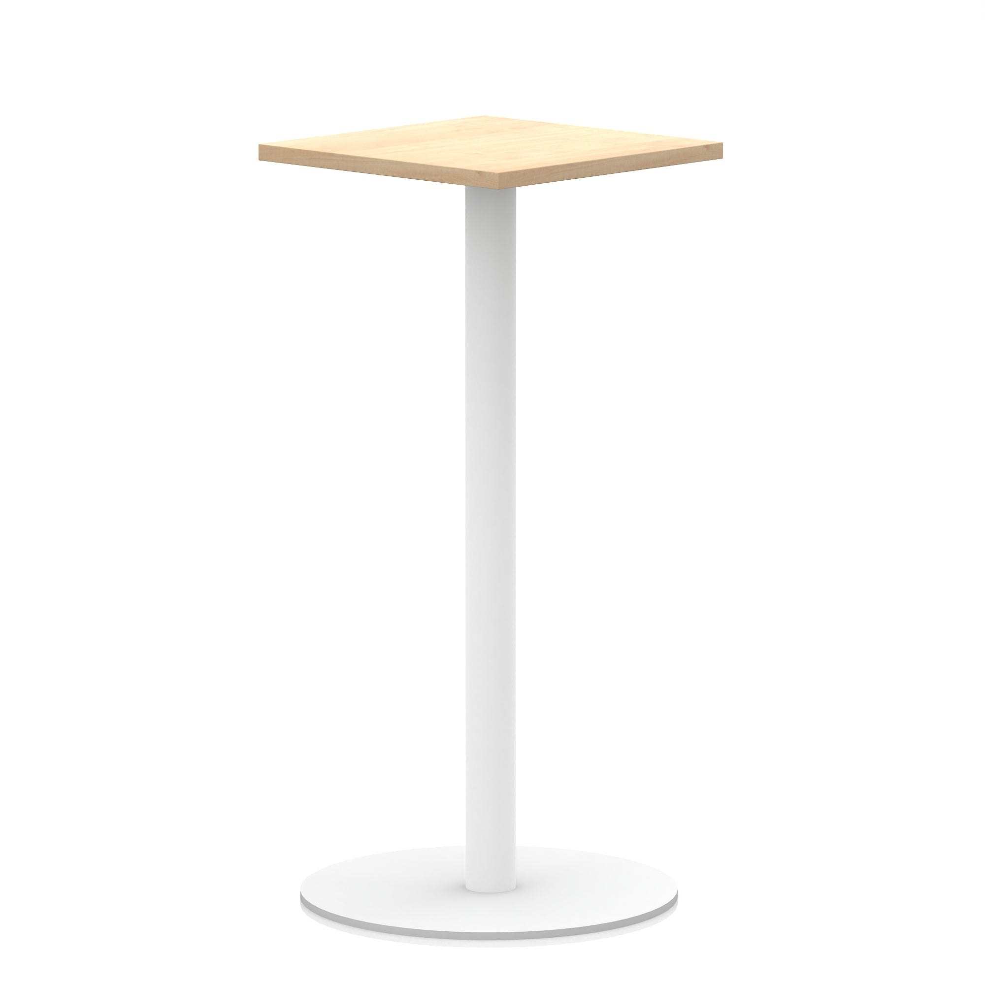 Italia Square Poseur Table with White Legs, Multiple Finishes, Widths 600–1000mm, Standard or Poseur Height, Durable MFC, 10 Year Warranty, Self-Assembly