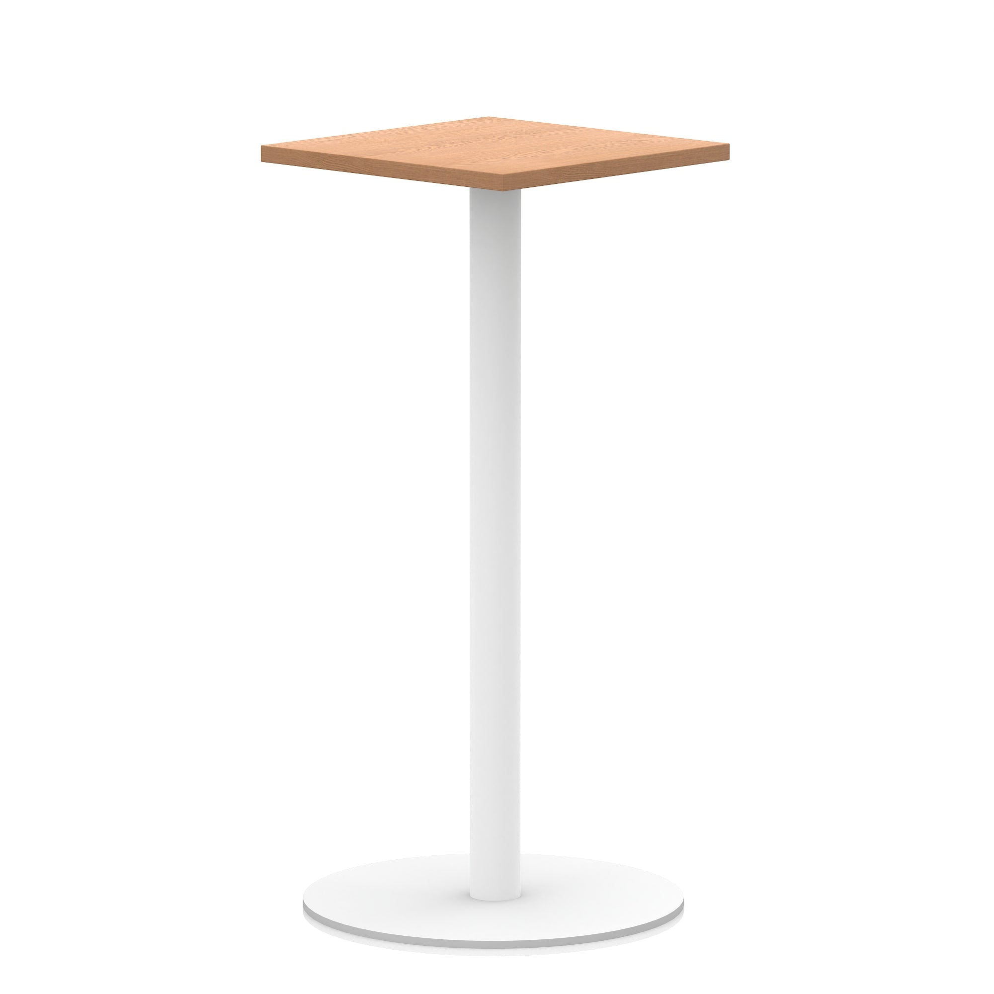 Italia Square Poseur Table with White Legs, Multiple Finishes, Widths 600–1000mm, Standard or Poseur Height, Durable MFC, 10 Year Warranty, Self-Assembly