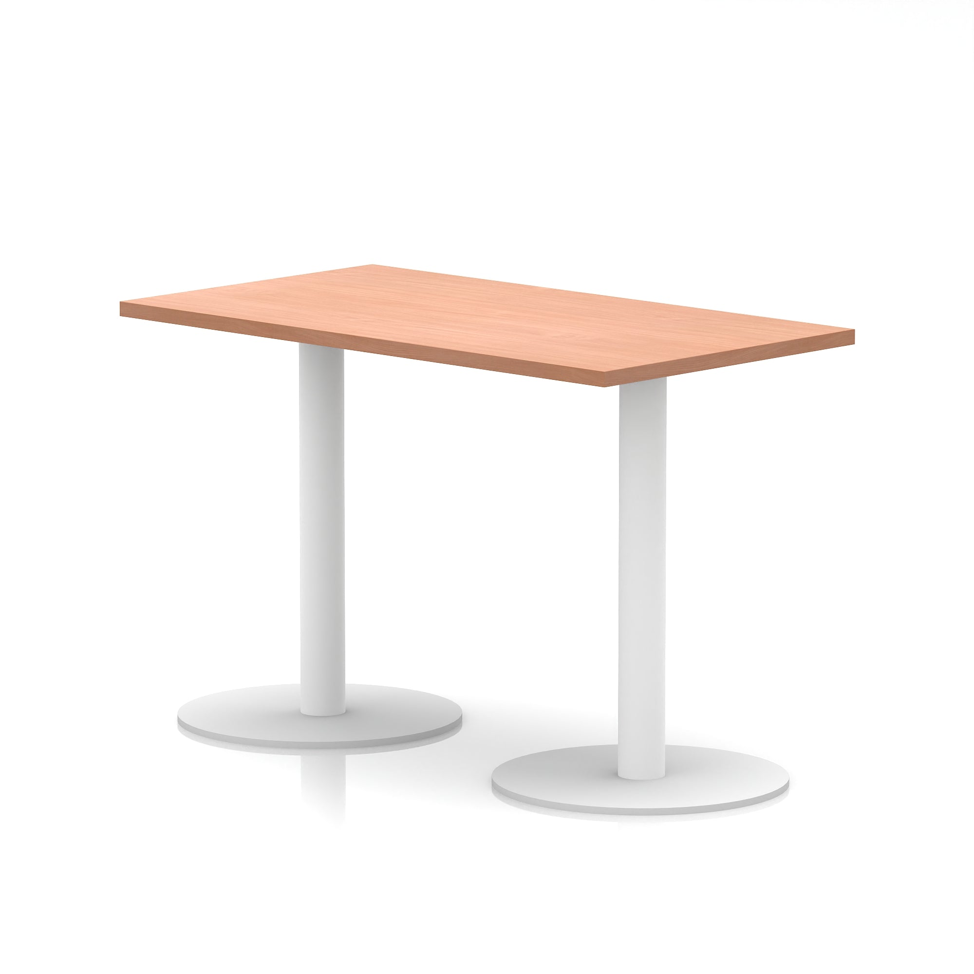 Italia Slimline Rectangular Poseur Table with White Legs, 1200mm Wide, Multiple Top Colours, Choice of Heights, Durable MFC, Self-Assembly, 10 Year Warranty