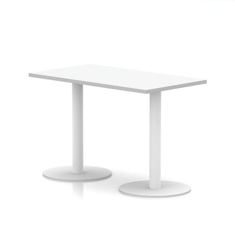 Italia Slimline Rectangular Poseur Table with White Legs, 1200mm Wide, Multiple Top Colours, Choice of Heights, Durable MFC, Self-Assembly, 10 Year Warranty