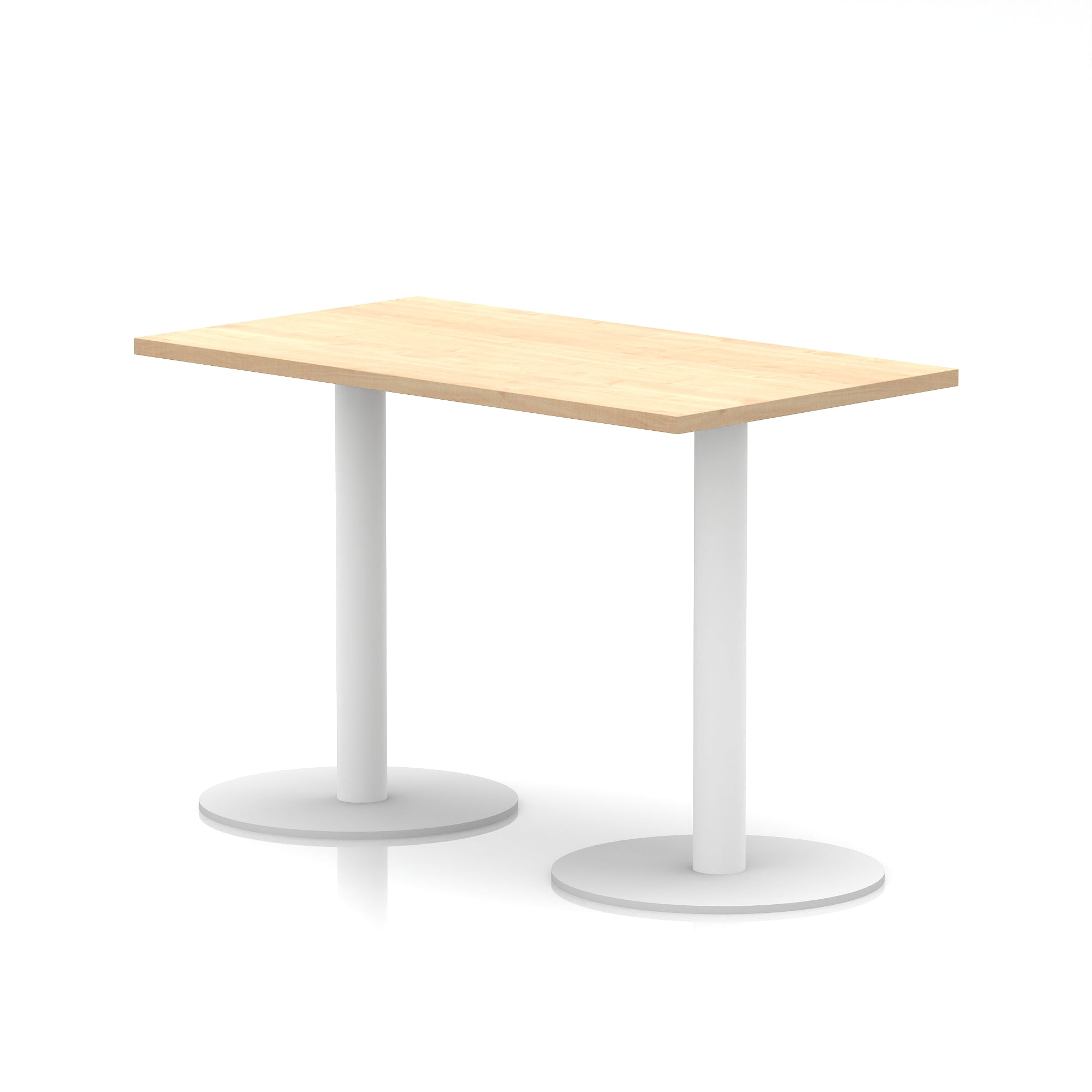 Italia Slimline Rectangular Poseur Table with White Legs, 1200mm Wide, Multiple Top Colours, Choice of Heights, Durable MFC, Self-Assembly, 10 Year Warranty