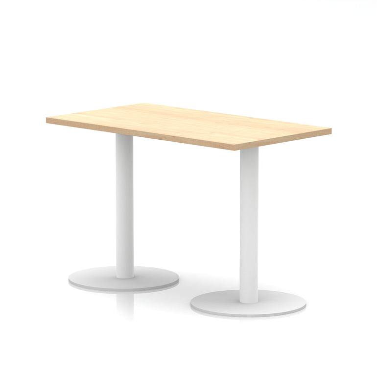 Italia Slimline Rectangular Poseur Table with White Legs, 1200mm Wide, Multiple Top Colours, Choice of Heights, Durable MFC, Self-Assembly, 10 Year Warranty