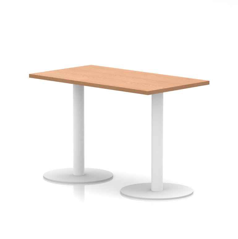 Italia Slimline Rectangular Poseur Table with White Legs, 1200mm Wide, Multiple Top Colours, Choice of Heights, Durable MFC, Self-Assembly, 10 Year Warranty