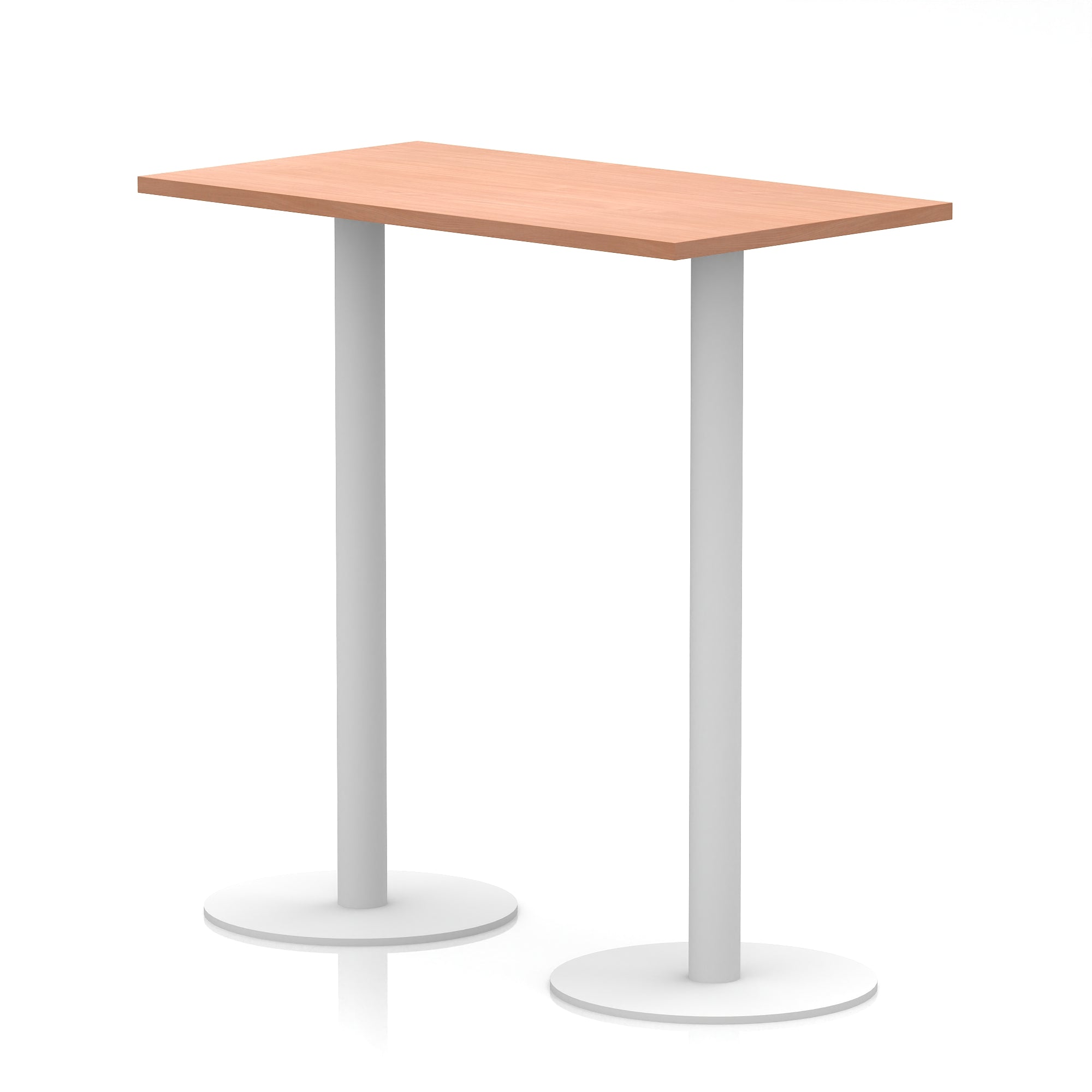 Italia Slimline Rectangular Poseur Table with White Legs, 1200mm Wide, Multiple Top Colours, Choice of Heights, Durable MFC, Self-Assembly, 10 Year Warranty