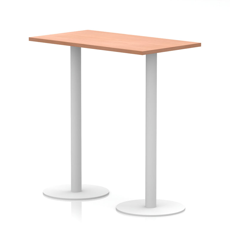 Italia Slimline Rectangular Poseur Table with White Legs, 1200mm Wide, Multiple Top Colours, Choice of Heights, Durable MFC, Self-Assembly, 10 Year Warranty