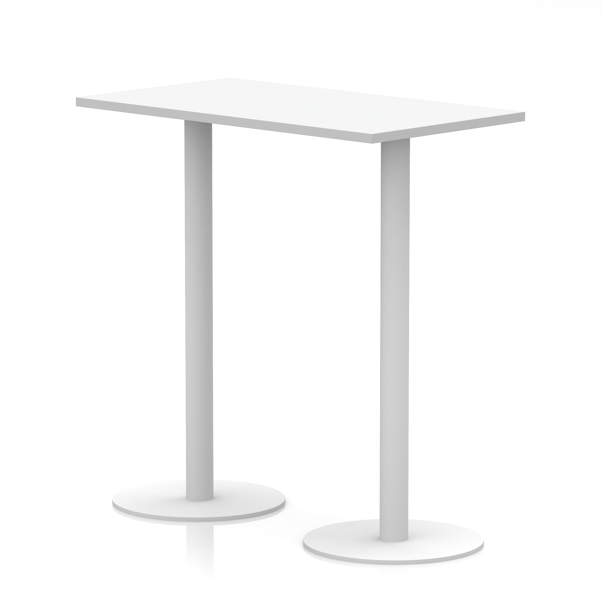 Italia Slimline Rectangular Poseur Table with White Legs, 1200mm Wide, Multiple Top Colours, Choice of Heights, Durable MFC, Self-Assembly, 10 Year Warranty