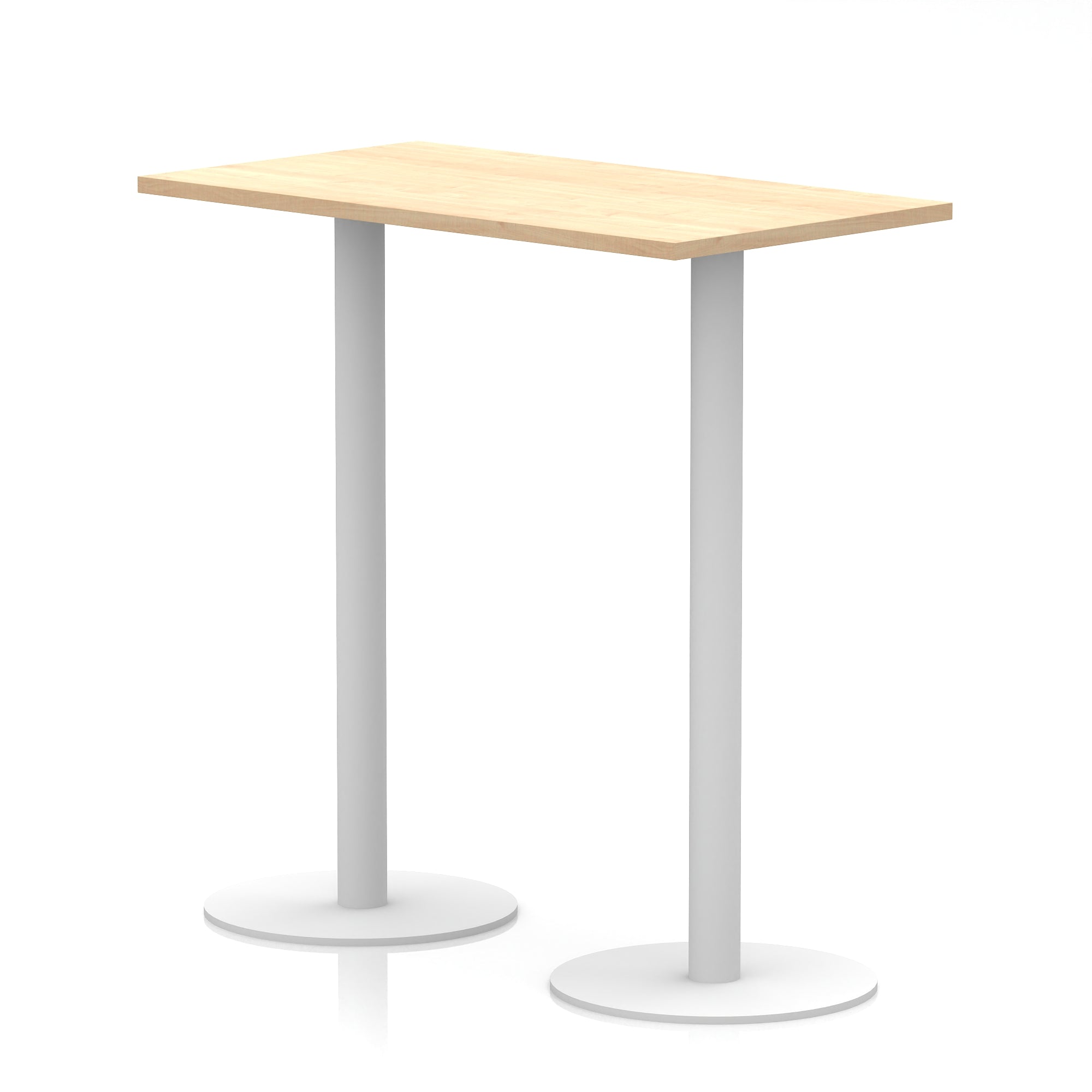 Italia Slimline Rectangular Poseur Table with White Legs, 1200mm Wide, Multiple Top Colours, Choice of Heights, Durable MFC, Self-Assembly, 10 Year Warranty
