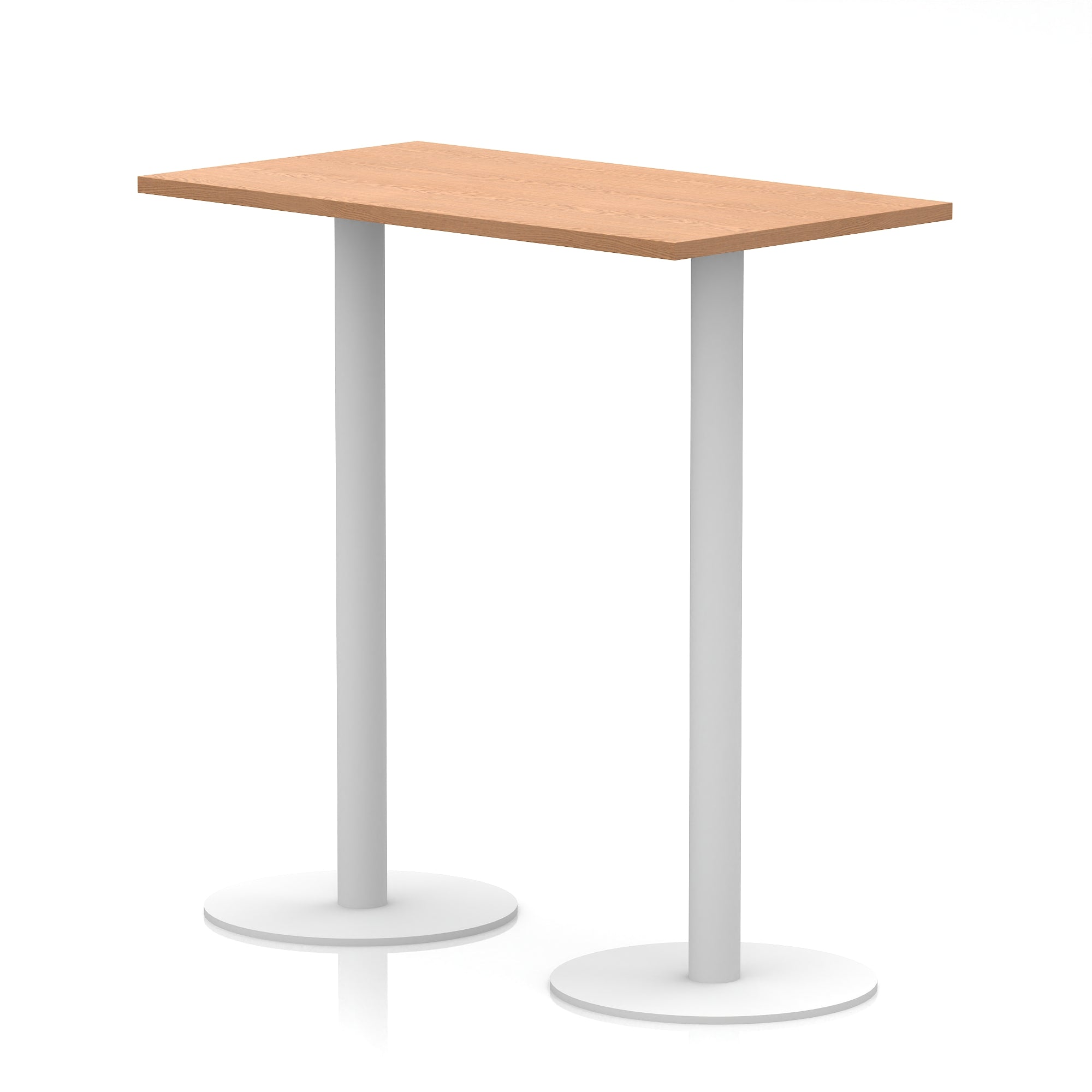 Italia Slimline Rectangular Poseur Table with White Legs, 1200mm Wide, Multiple Top Colours, Choice of Heights, Durable MFC, Self-Assembly, 10 Year Warranty