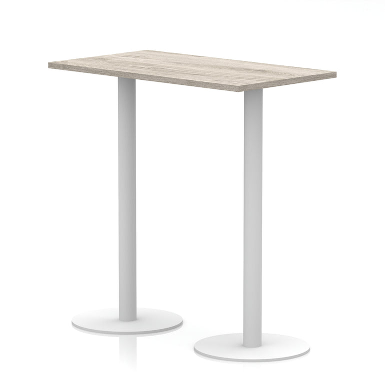 Italia Slimline Rectangular Poseur Table with White Legs, 1200mm Wide, Multiple Top Colours, Choice of Heights, Durable MFC, Self-Assembly, 10 Year Warranty