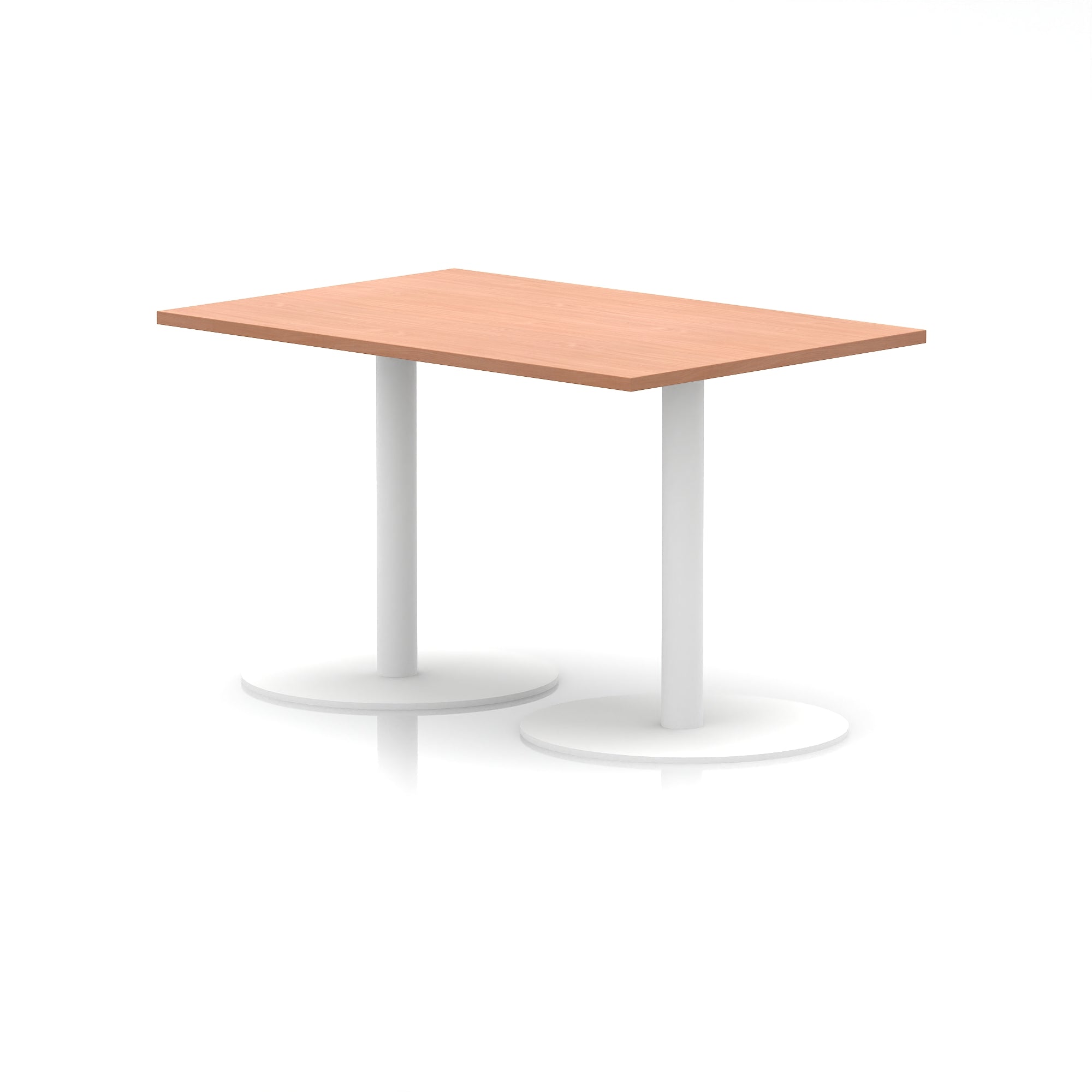 Italia Rectangular Poseur Table with White Legs, Choice of Wood Finishes, 1200–1800mm Widths, Standard or High Leg, Durable MFC, 10 Year Warranty, Self-Assembly