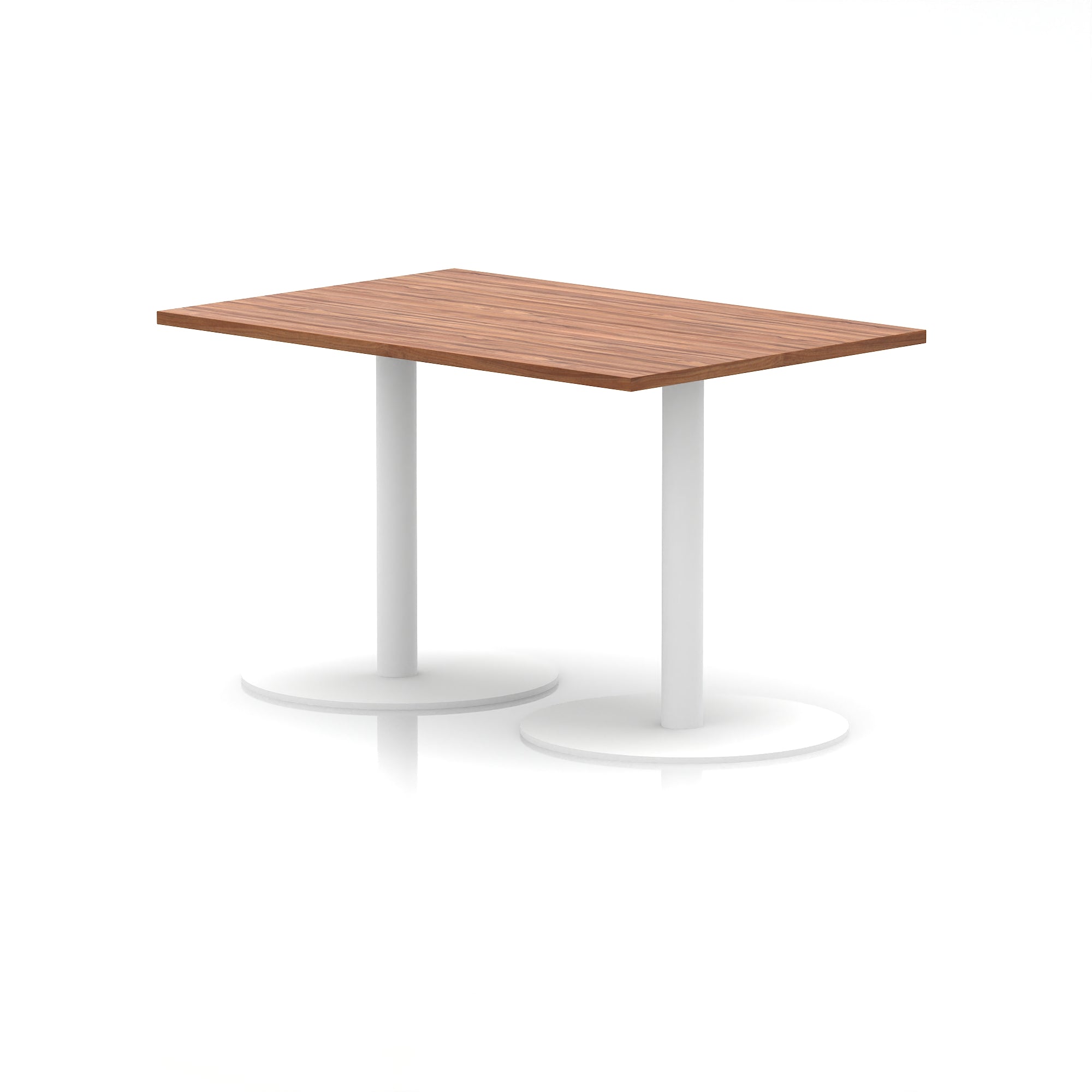 Italia Rectangular Poseur Table with White Legs, Choice of Wood Finishes, 1200–1800mm Widths, Standard or High Leg, Durable MFC, 10 Year Warranty, Self-Assembly