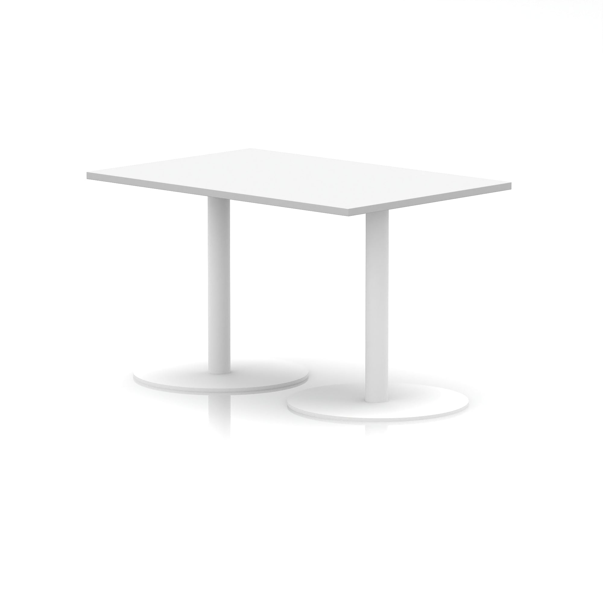 Italia Rectangular Poseur Table with White Legs, Choice of Wood Finishes, 1200–1800mm Widths, Standard or High Leg, Durable MFC, 10 Year Warranty, Self-Assembly