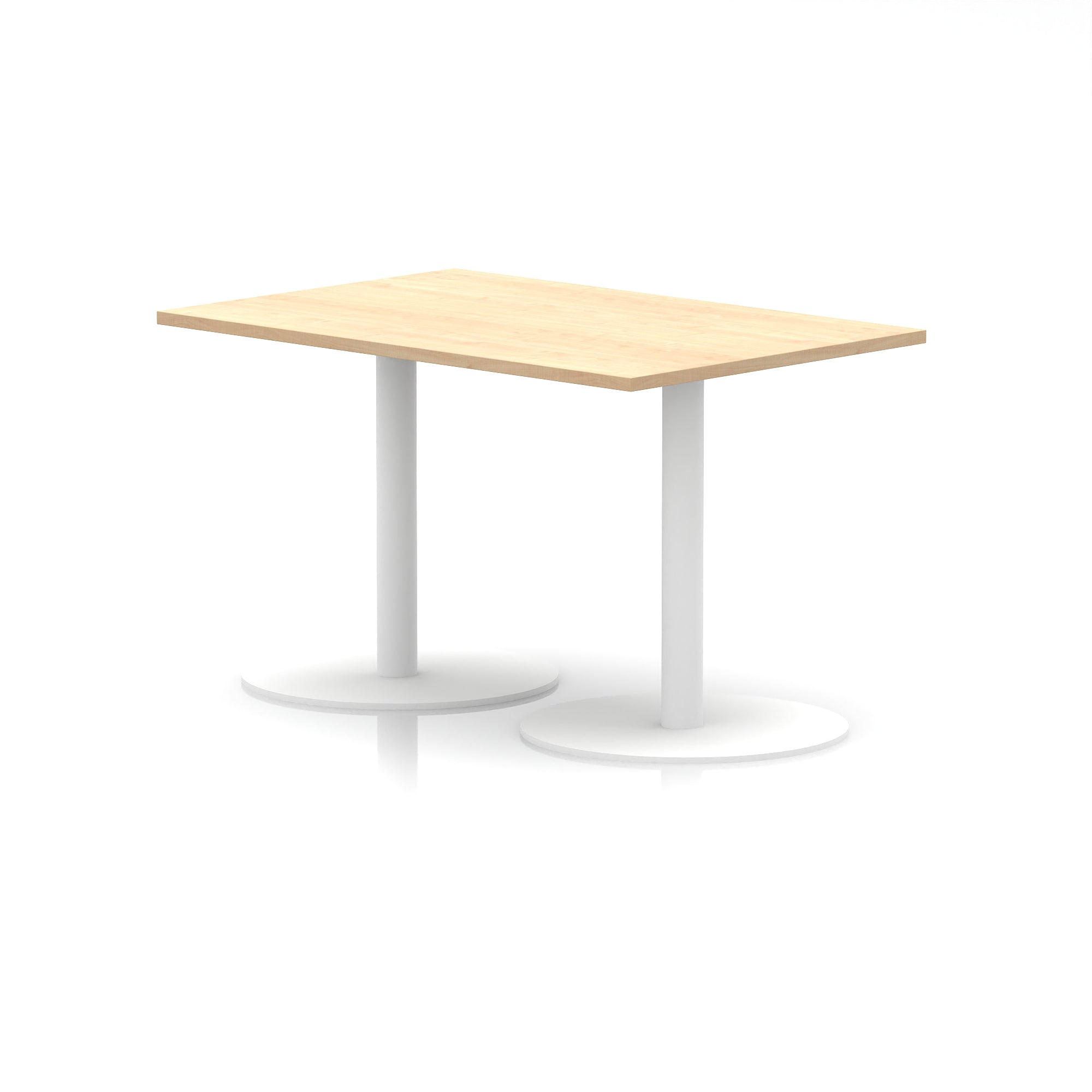 Italia Rectangular Poseur Table with White Legs, Choice of Wood Finishes, 1200–1800mm Widths, Standard or High Leg, Durable MFC, 10 Year Warranty, Self-Assembly