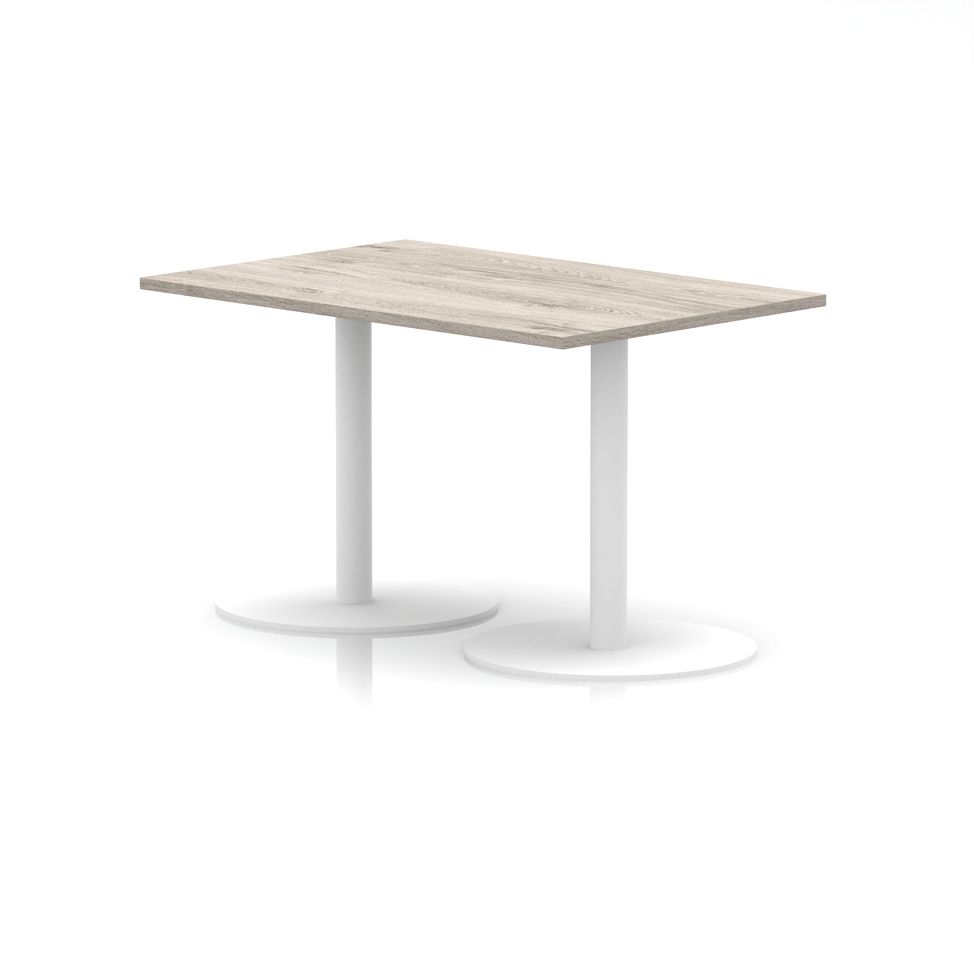 Italia Rectangular Poseur Table with White Legs, Choice of Wood Finishes, 1200–1800mm Widths, Standard or High Leg, Durable MFC, 10 Year Warranty, Self-Assembly
