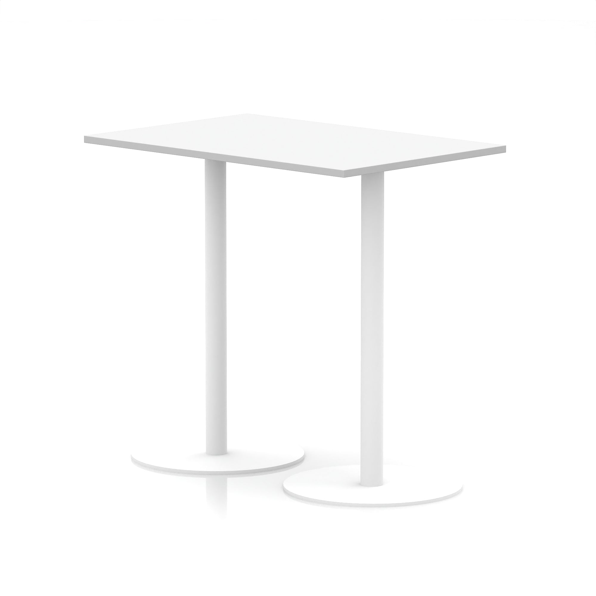 Italia Rectangular Poseur Table with White Legs, Choice of Wood Finishes, 1200–1800mm Widths, Standard or High Leg, Durable MFC, 10 Year Warranty, Self-Assembly