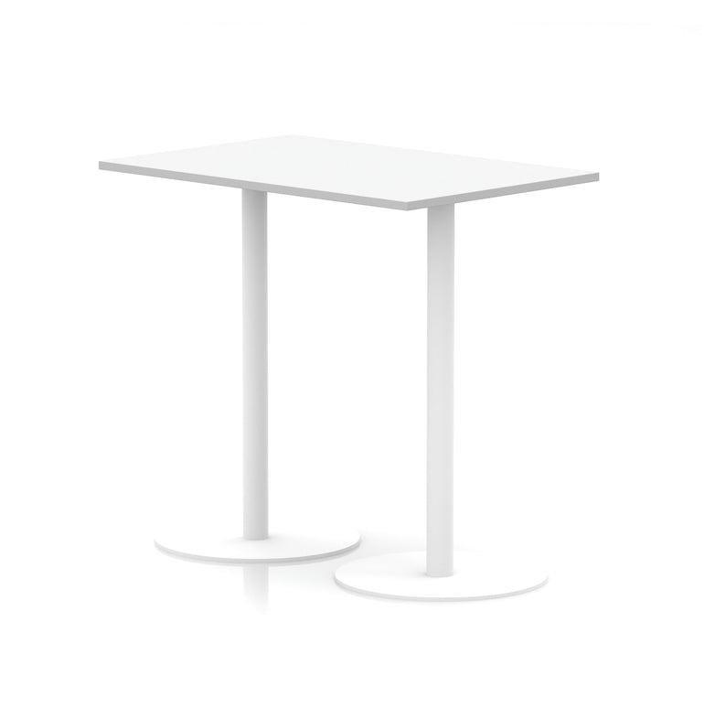 Italia Rectangular Poseur Table with White Legs, Choice of Wood Finishes, 1200–1800mm Widths, Standard or High Leg, Durable MFC, 10 Year Warranty, Self-Assembly