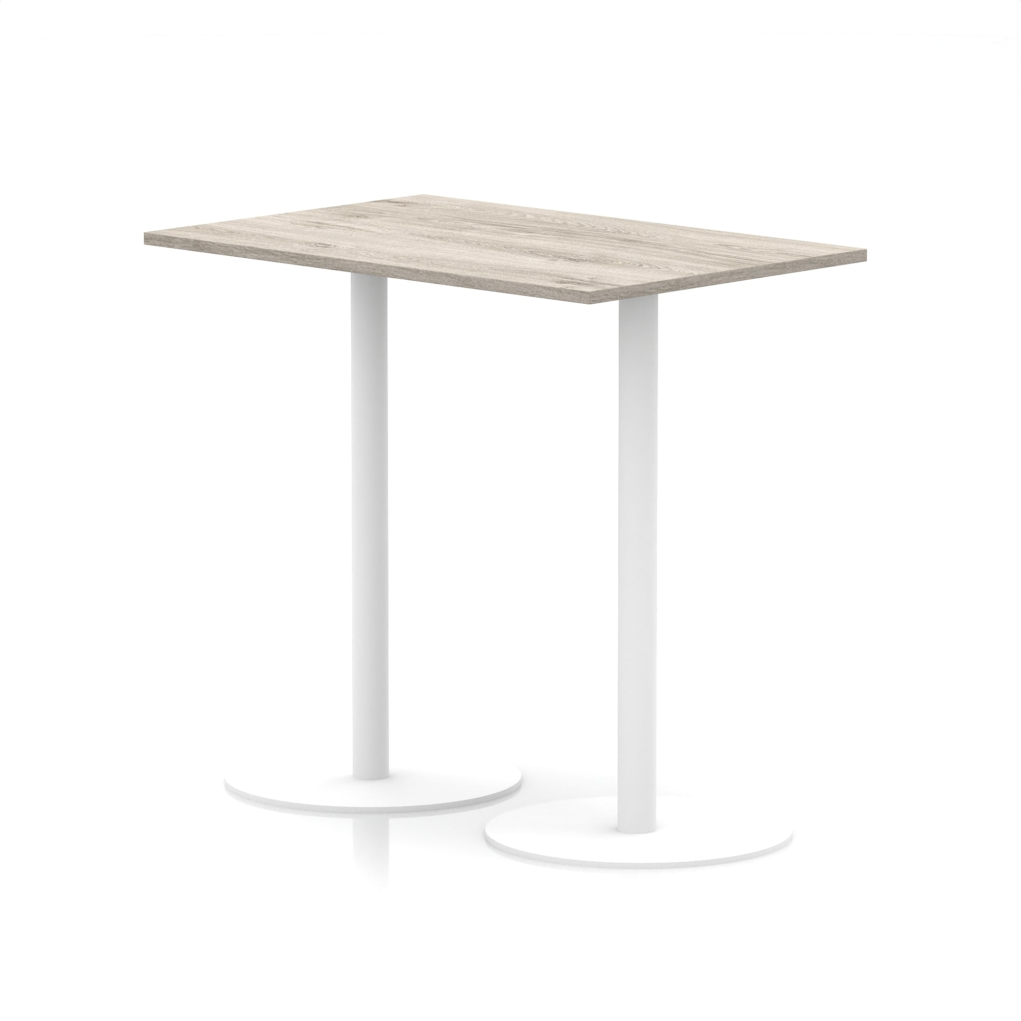 Italia Rectangular Poseur Table with White Legs, Choice of Wood Finishes, 1200–1800mm Widths, Standard or High Leg, Durable MFC, 10 Year Warranty, Self-Assembly