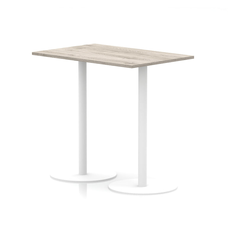 Italia Rectangular Poseur Table with White Legs, Choice of Wood Finishes, 1200–1800mm Widths, Standard or High Leg, Durable MFC, 10 Year Warranty, Self-Assembly
