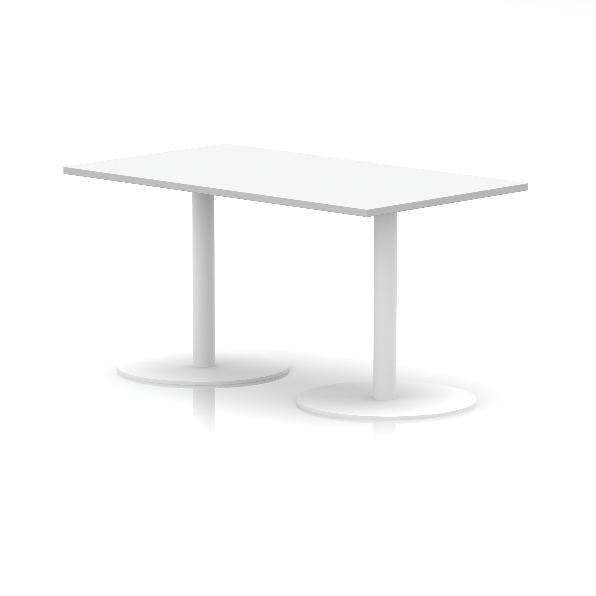 Italia Rectangular Poseur Table with White Legs, Choice of Wood Finishes, 1200–1800mm Widths, Standard or High Leg, Durable MFC, 10 Year Warranty, Self-Assembly