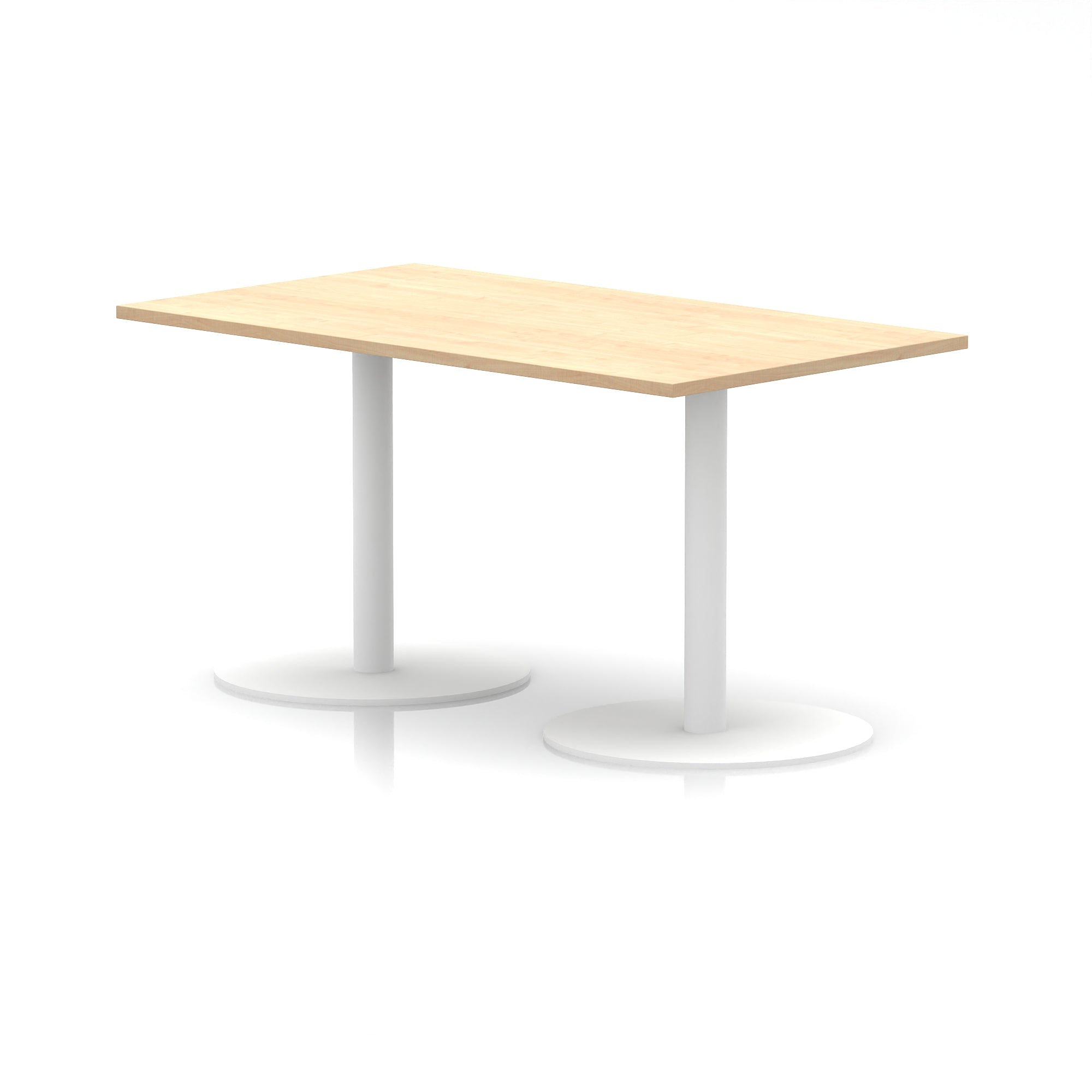Italia Rectangular Poseur Table with White Legs, Choice of Wood Finishes, 1200–1800mm Widths, Standard or High Leg, Durable MFC, 10 Year Warranty, Self-Assembly