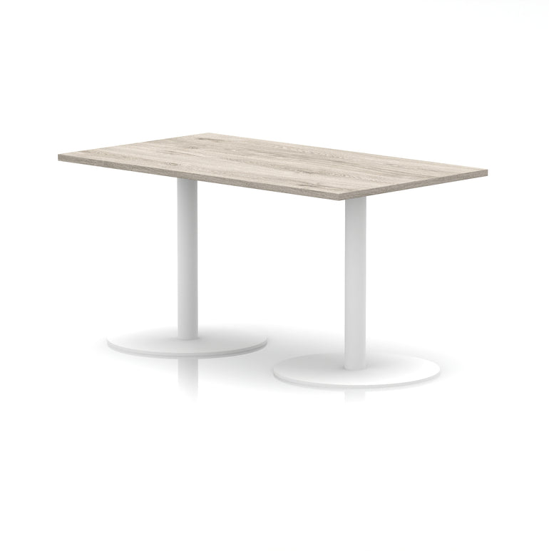 Italia Rectangular Poseur Table with White Legs, Choice of Wood Finishes, 1200–1800mm Widths, Standard or High Leg, Durable MFC, 10 Year Warranty, Self-Assembly