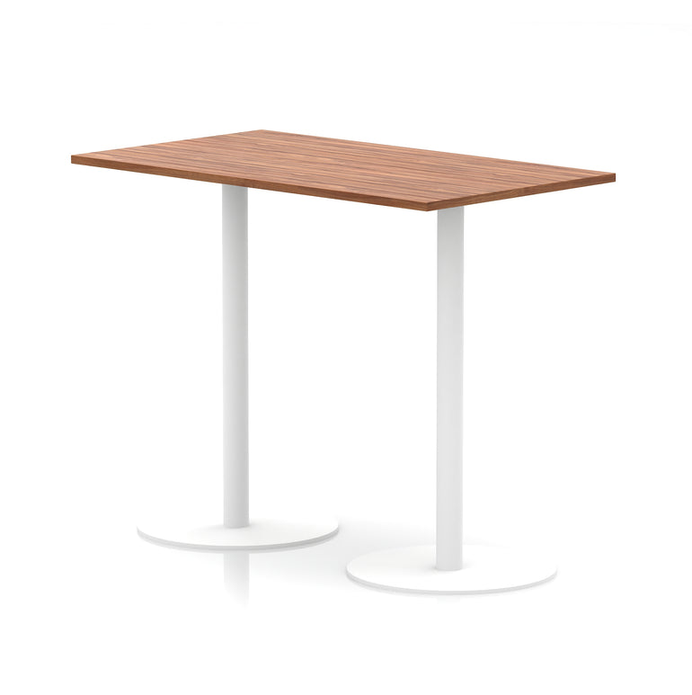 Italia Rectangular Poseur Table with White Legs, Choice of Wood Finishes, 1200–1800mm Widths, Standard or High Leg, Durable MFC, 10 Year Warranty, Self-Assembly
