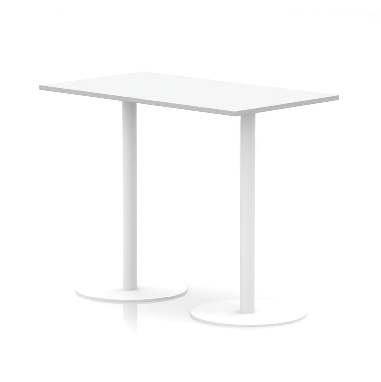Italia Rectangular Poseur Table with White Legs, Choice of Wood Finishes, 1200–1800mm Widths, Standard or High Leg, Durable MFC, 10 Year Warranty, Self-Assembly