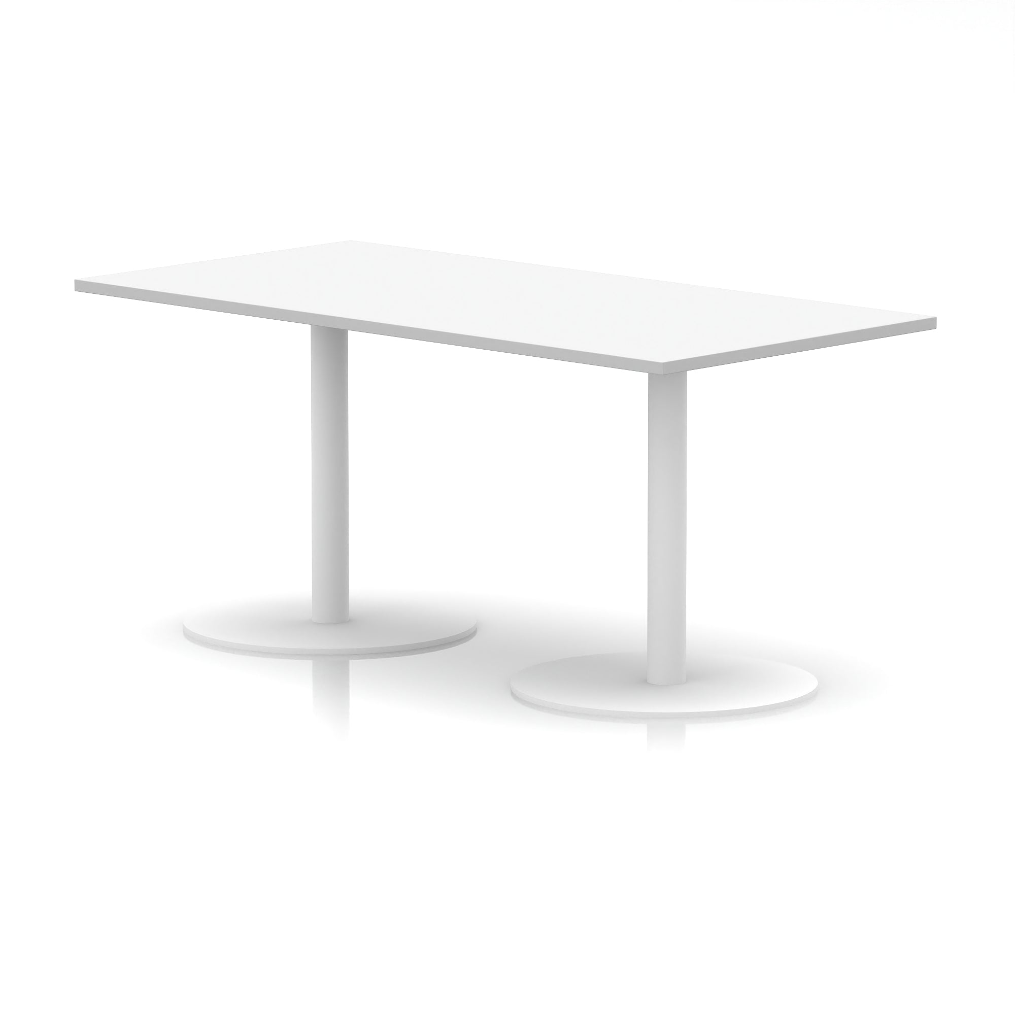 Italia Rectangular Poseur Table with White Legs, Choice of Wood Finishes, 1200–1800mm Widths, Standard or High Leg, Durable MFC, 10 Year Warranty, Self-Assembly
