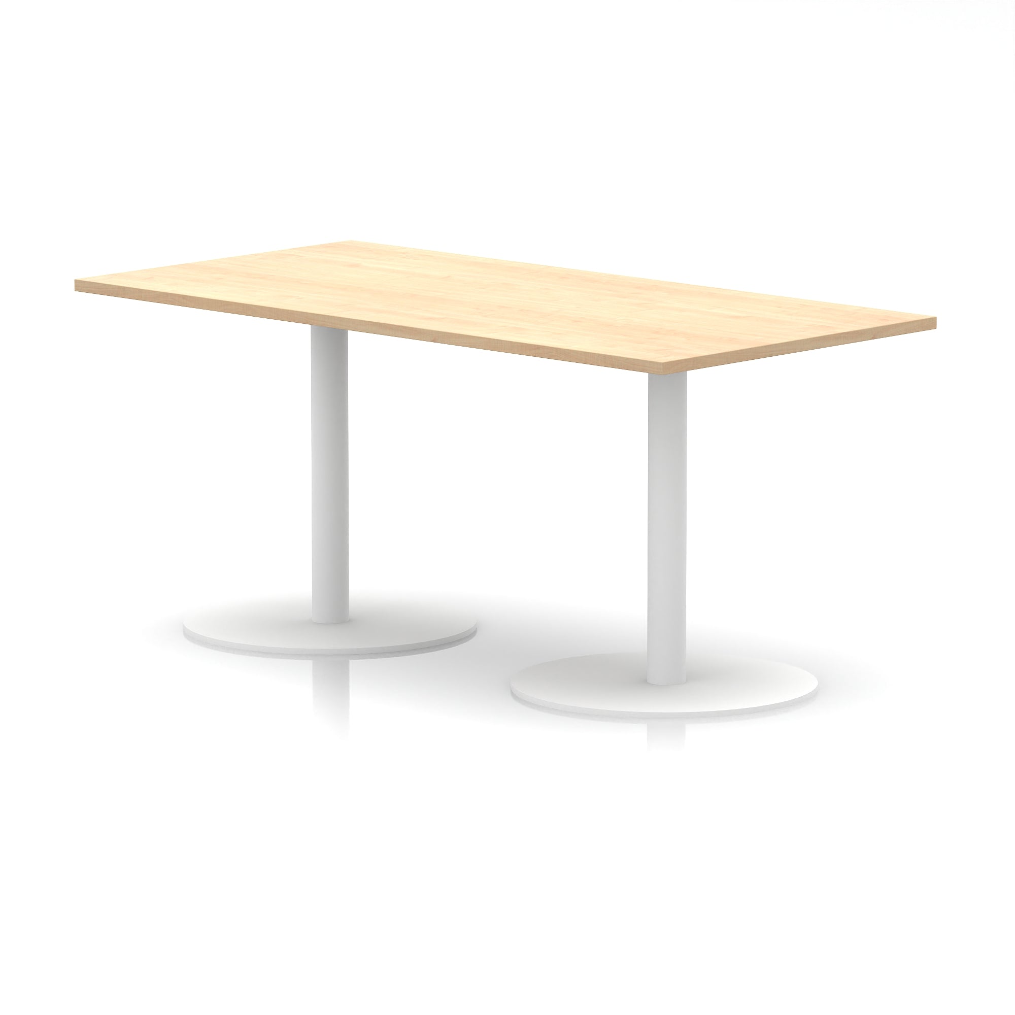 Italia Rectangular Poseur Table with White Legs, Choice of Wood Finishes, 1200–1800mm Widths, Standard or High Leg, Durable MFC, 10 Year Warranty, Self-Assembly