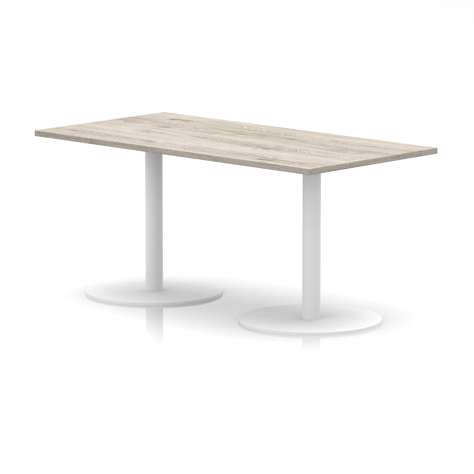 Italia Rectangular Poseur Table with White Legs, Choice of Wood Finishes, 1200–1800mm Widths, Standard or High Leg, Durable MFC, 10 Year Warranty, Self-Assembly
