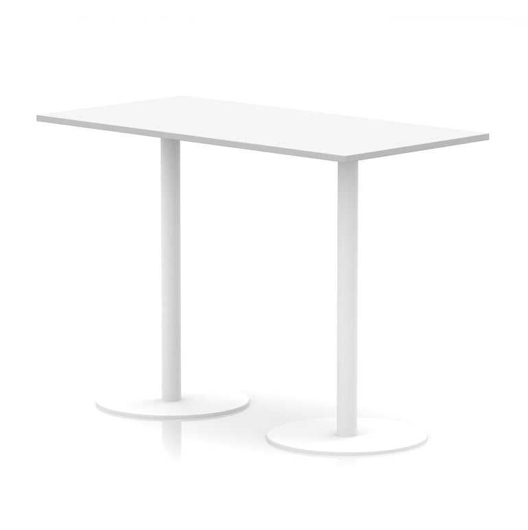 Italia Rectangular Poseur Table with White Legs, Choice of Wood Finishes, 1200–1800mm Widths, Standard or High Leg, Durable MFC, 10 Year Warranty, Self-Assembly